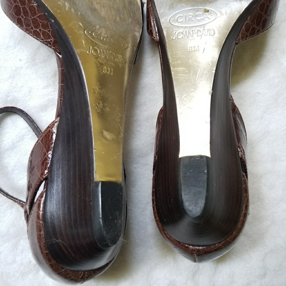 Joan & David Circa Croc Embossed Low Wedge Sandals - Picture 5 of 6